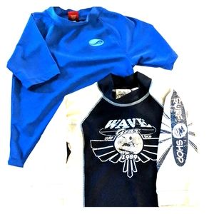2 swimming shirts, size 5short slv, & 7/8 long slv
